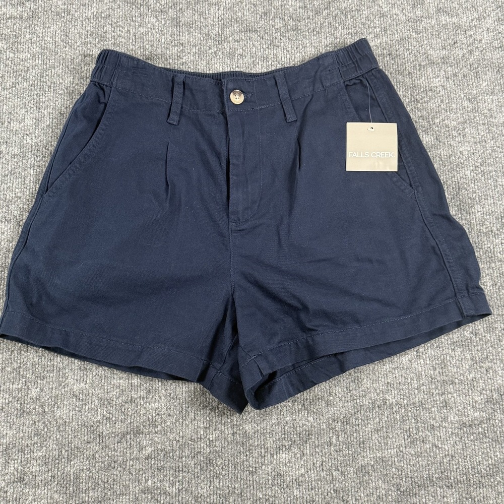 Chino Shorts M Navy Blue Pleated 2 Pocket Classic Casual Preppy Falls Creek NWT